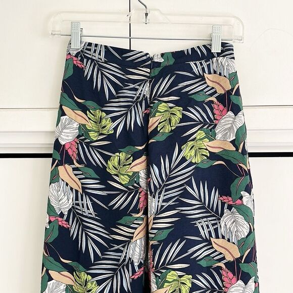 The Sang Tropical Leaf Palm Print Split Wide Leg Pants - Picture 5 of 7